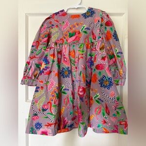 Oilily Girls Kids Purple Floral Long Sleeve Dress Size 6Y